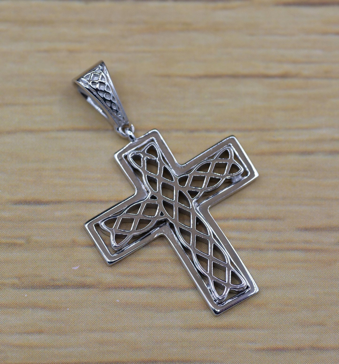 Filigree Celtic Knot-Style Gold Cross Pendant