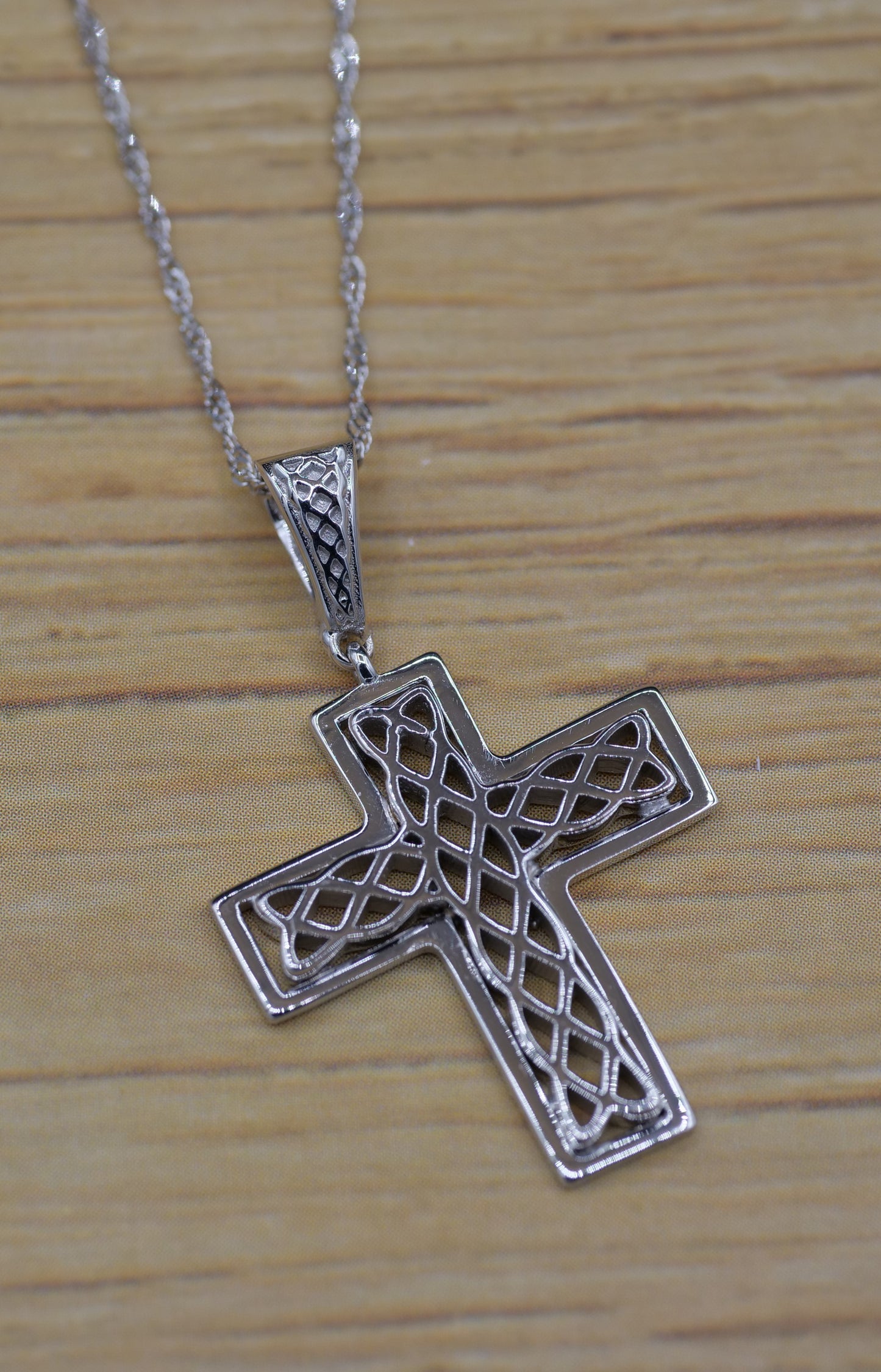 Filigree Celtic Knot-Style Gold Cross Pendant