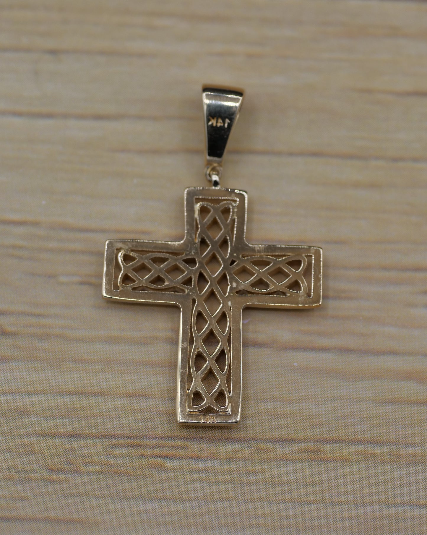 Filigree Celtic Knot-Style Gold Cross Pendant