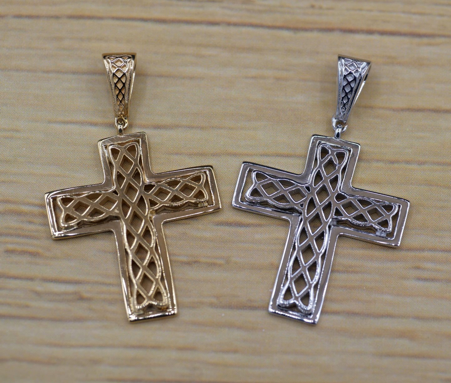 Filigree Celtic Knot-Style Gold Cross Pendant