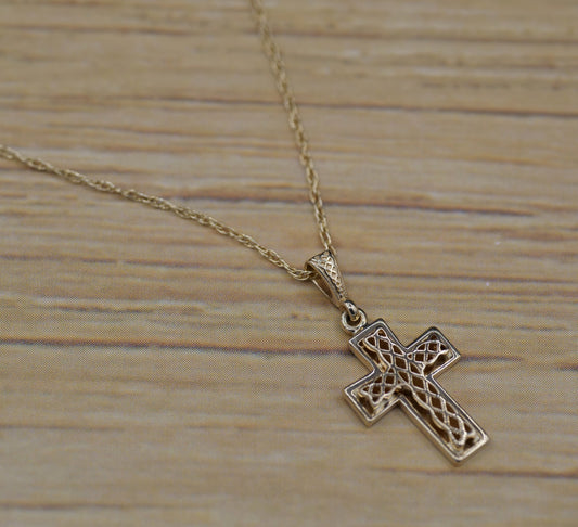 Small Filigree Celtic Knot-Style Cross Pendant