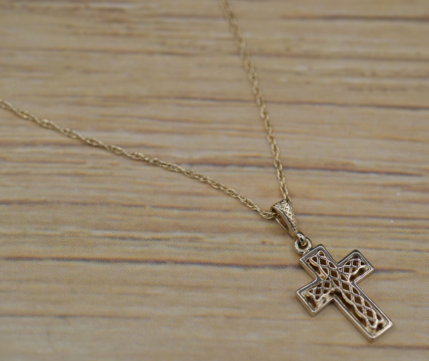 Small Filigree Celtic Knot-Style Cross Pendant