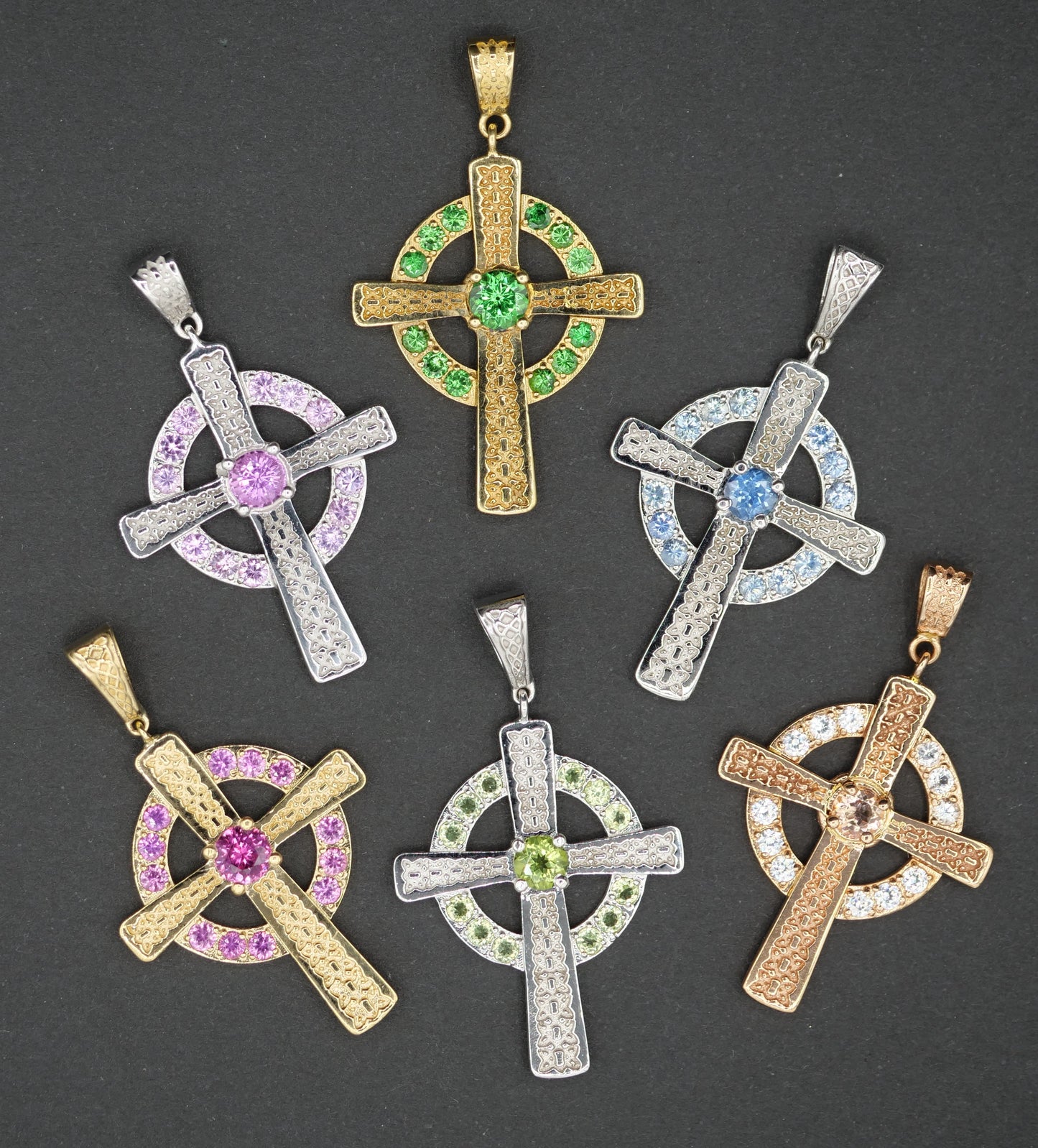 The Celtic Cross Pendant in Pink Sapphire