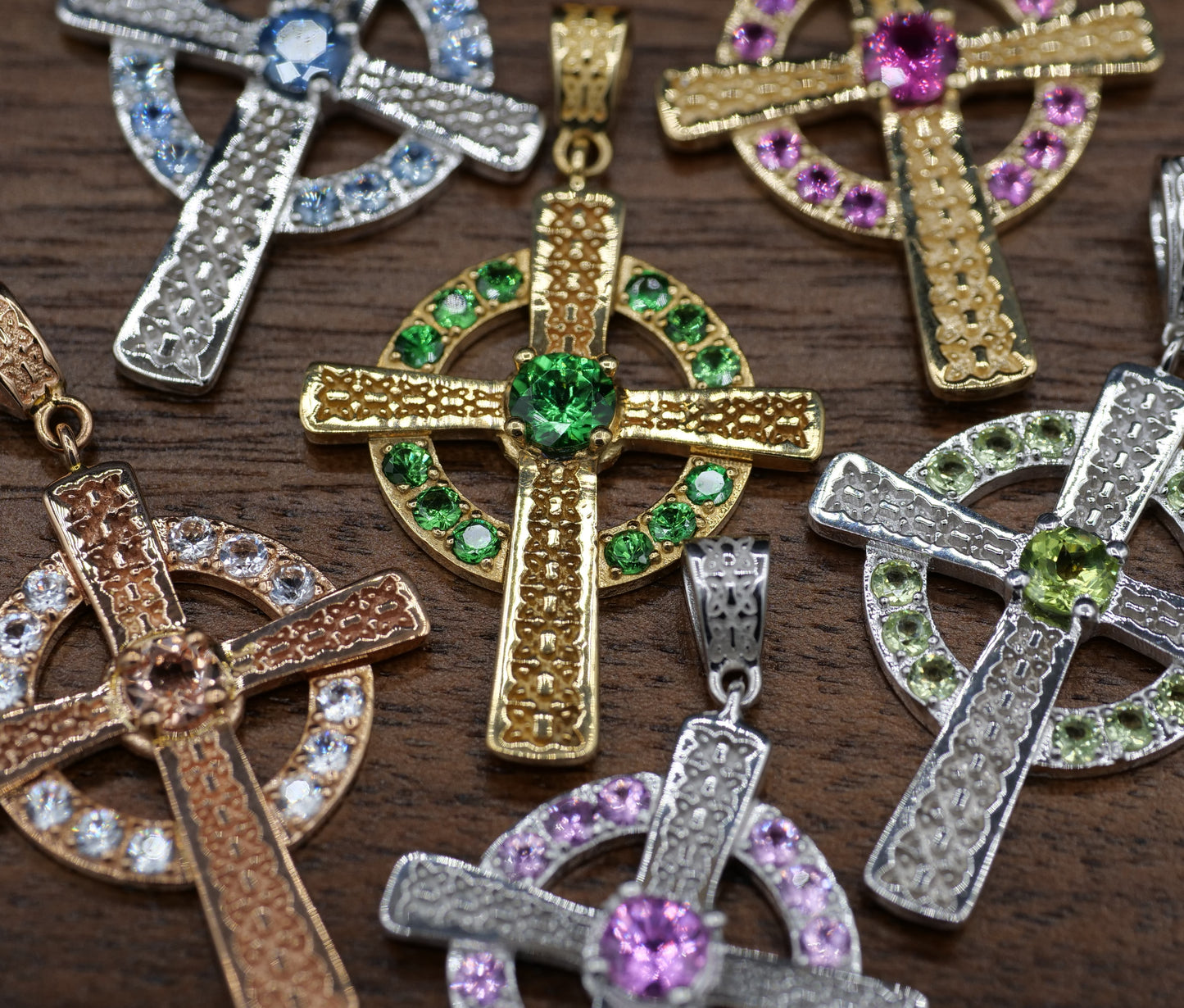 The Celtic Cross Pendant in Pink Sapphire