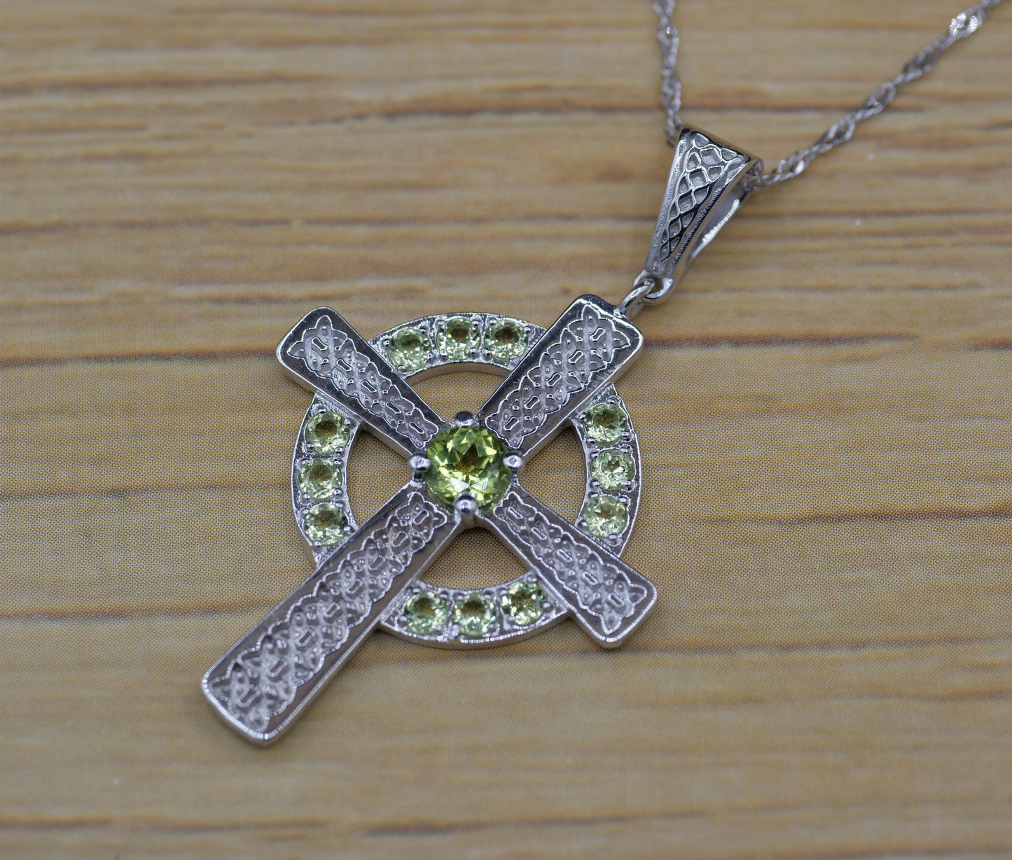 The Celtic Cross Pendant in Peridot