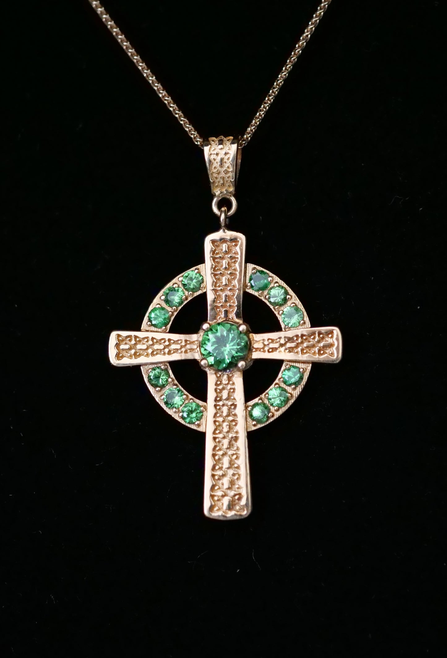 The Celtic Cross Pendant in Tsavorite