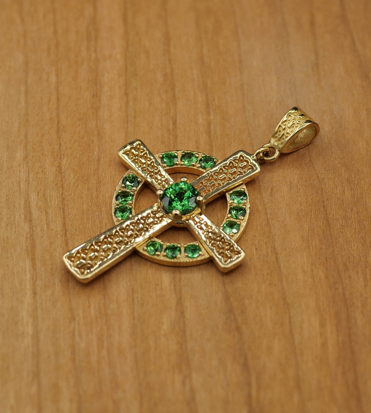 The Celtic Cross Pendant in Tsavorite