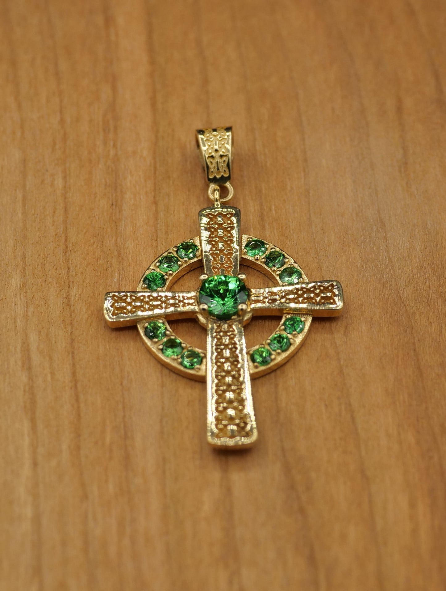 The Celtic Cross Pendant in Tsavorite