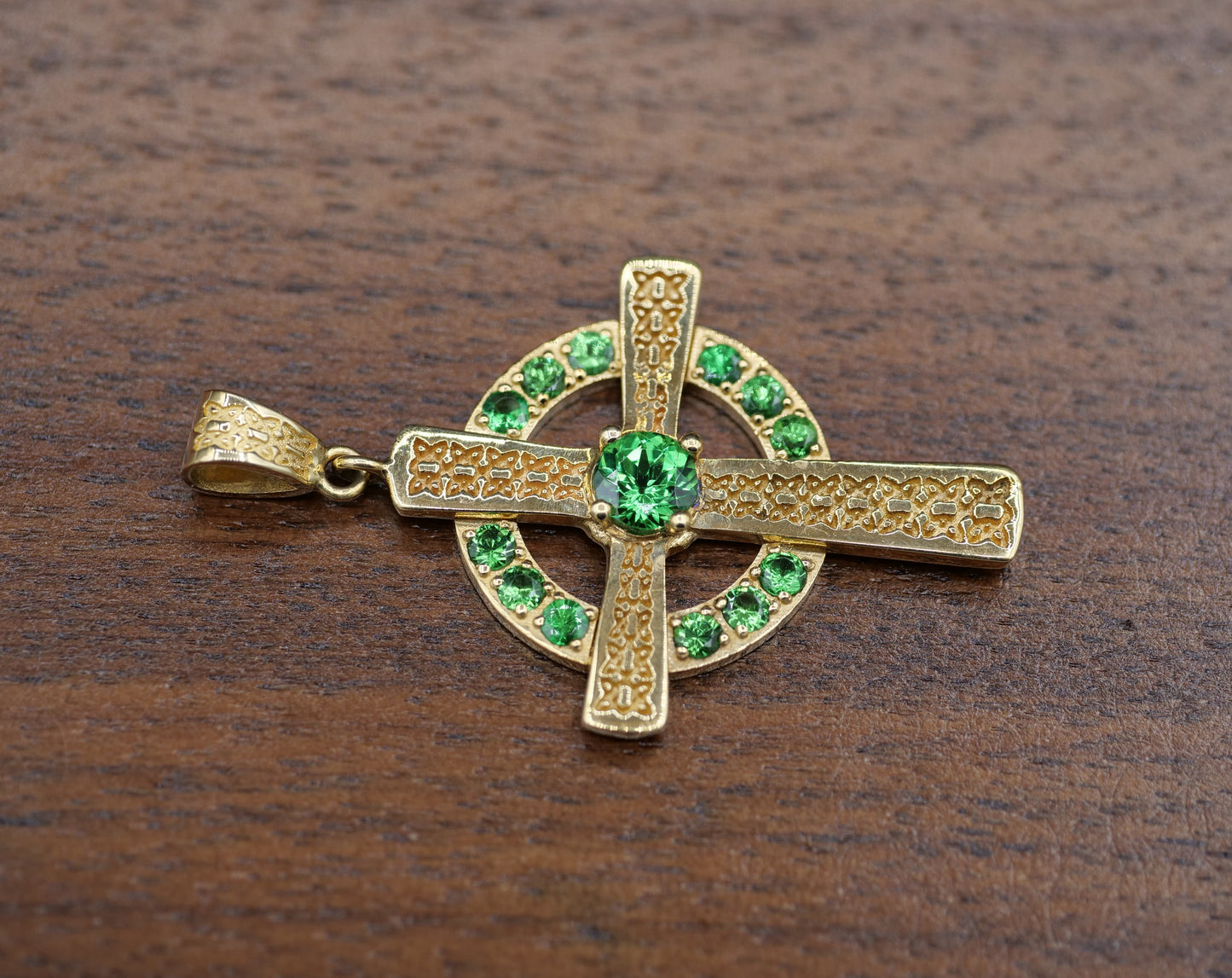 The Celtic Cross Pendant in Tsavorite